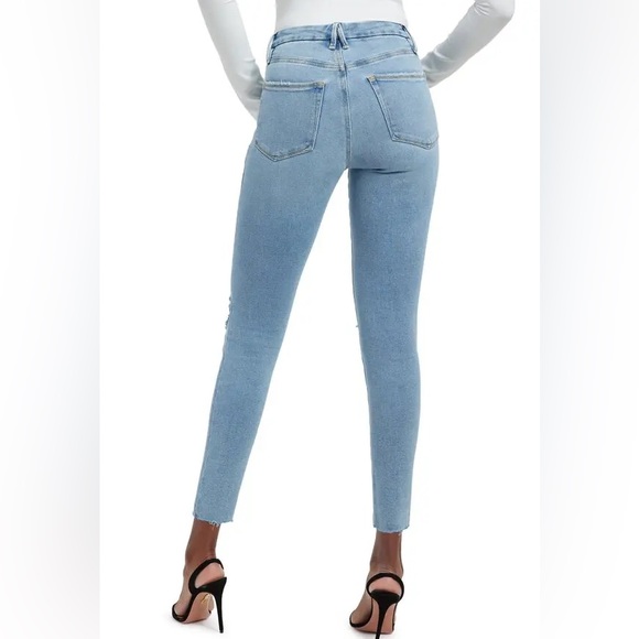 GOOD AMERICAN Good Legs Ripped Raw Hem High Rise Skinny Jeans Size 2 / 26 - Picture 2 of 15